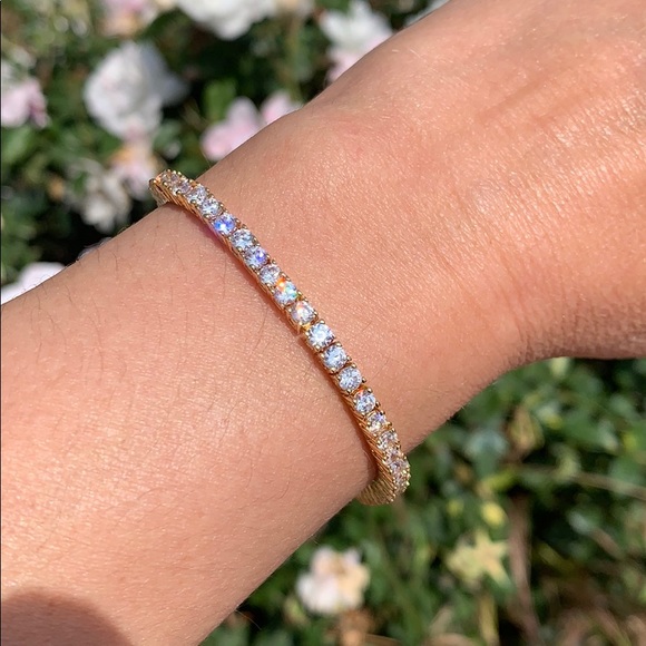 New 14k Gold Plated Tennis Bracelet 6.5" inches - Picture 6 of 16